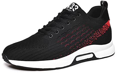 Aufzug Schuhe Herren 2.36 Zoll Wanderschuhe Atmungsaktiv Schnürhalbschuhe Bequeme Mode Trainer Freizeitschuhe Schwarz 41