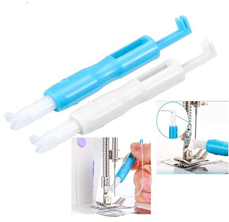 Einfädelhilfe für Nadeln,2 Packungen Nähmaschinen Nadel Einfädler Automatischer Einfädler Schnell Nähen Nadel Einfädler Werkzeug für Nähmaschine Auto Einfädler Nadelwechsler(Blau+weiß)