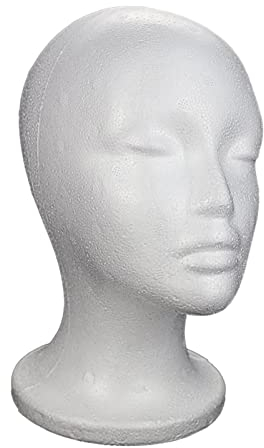 Milageto Frauen Styropor Schaufensterpuppe Kopf Modell Hut Kappen Perücke Display Halter Zubehör Kopfhörer Rack Praktisch Weiß Langlebig Tragbar, stil a