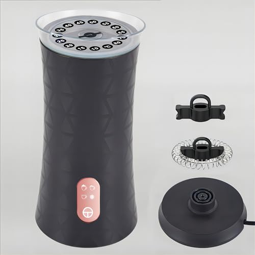 ORALION Espumador de leche eléctrico automático, 500 W, 240 ml, acero inoxidable, negro
