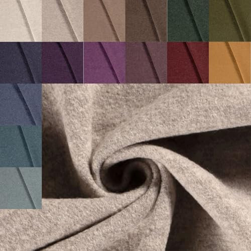 Walkloden Meterware uni meliert - Walkstoff, Mantelstoff, Trachtenstoff, Wollwalk, Loden, Wollstoff, 100% Schurwolle/Wolle * ab 50 x 140cm, Farbe: 052 beige