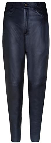 Womens Black 501 Leather Jeans Classic Biker Motorcycle Trousers 14