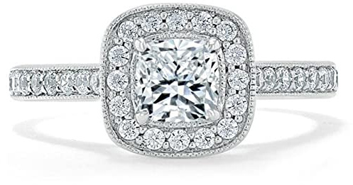 BEBEWO 375/585/750 Halo Verlobungsringe für Damen, Cushion Cut Moissanit 1ct Ringe Ewigkeitsring mit GRAVUR Gratis