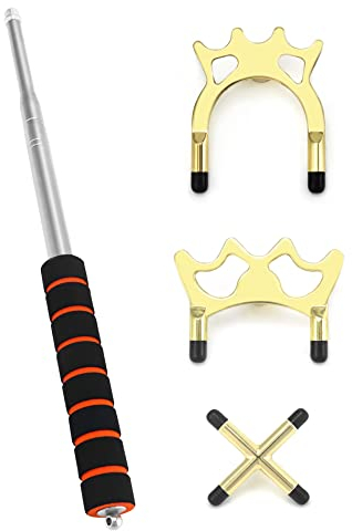 QWORK® Ponte della Stecca da Biliardo, Retrattile 35~150 cm, con 3 Testa Ottone Rimovibile, Accessori per Tavolo da Biliardo