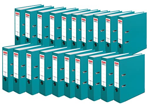 herlitz Ordner A4 maX.file protect, A4, 8 cm Rückenbreite, Caribbean Turquoise, Einsteckrückenschild, Kantenschutz, 20 Stück