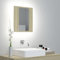 JUNZAI Armoire de Salle de Bain à Miroir à LED Chêne Sonoma 40x12x45cm,Armoire de Toilette Miroir Salle de Bain,Armoire de Salle de Bain avec Miroir