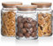 Sweejar Home Set of Three Cylindrical Bamboo Lid Models Embossed Glass Storage Jars (Lantern, 700ml)