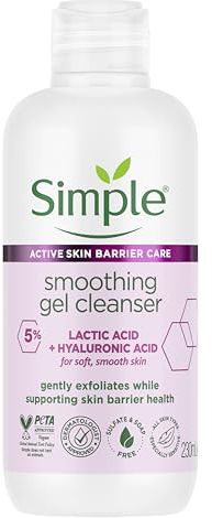 Simple Smoothing Gel Cleanser Face Cleanser Suitable for Even the Most Sensitive Skin with 5% Lactic Acid and Hyaluronic Acid 230 ml