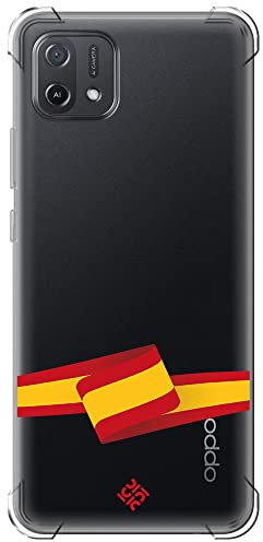Movilshop Funda Antigolpes para OPPO A16K Bandera Paises [ Bandera España ] Esquina Reforzada Silicona 1.5mm de Grosor Flexible Transparente Bumper