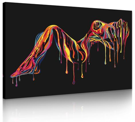 Yatsen Bridge Abstrakte Leinwandkunst, Wanddekoration, sexy Frau, buntes Gemälde, HD-Druck auf Körperkunst, geeignet für Wohnzimmer, Schlafzimmer, Badezimmer und Gangdekoration, gespannt, gerahmt, 61