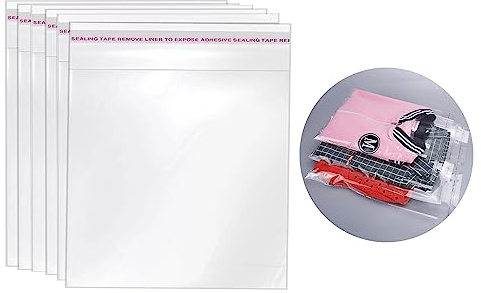 Lot de 100 sacs en cellophane transparent 25 x 25 cm avec fermeture auto-adhésive, sacs auto-adhésifs d'emballage pour bijoux, cadeaux et friandises, 25 x 25 cm