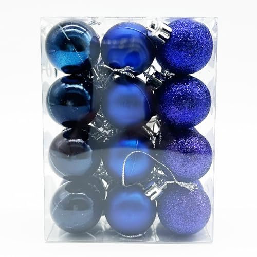 24 Pieces 30 mm Christmas Balls Decoration Shatterproof Christmas Tree Baubles Mini Christmas Hanging Ball for Christmas Tree Holiday Wedding Party Decoration, Blue