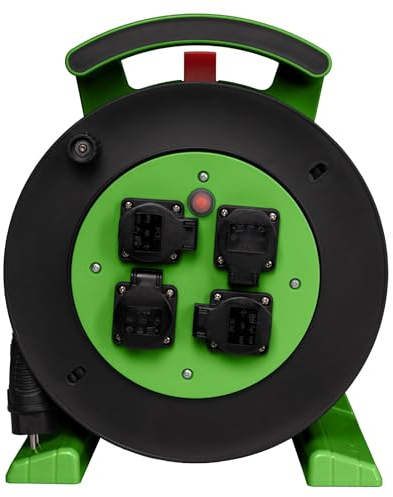 Jumbo-Kabeltrommel 2.0 40m H07RN-F 3G1,5 qmm schwarz 4 Schutzkontakt-Steckdosen