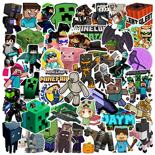 100 Stück Minecraft Aufkleber Kinder, Wasserfeste Stickers für Laptops Tablets Wasserflaschen Tassen Skateboards Gitarren Handys Kühlschränken Fahrrädern, Minecraft Deko Geburtstagsdeko Mitgebsel