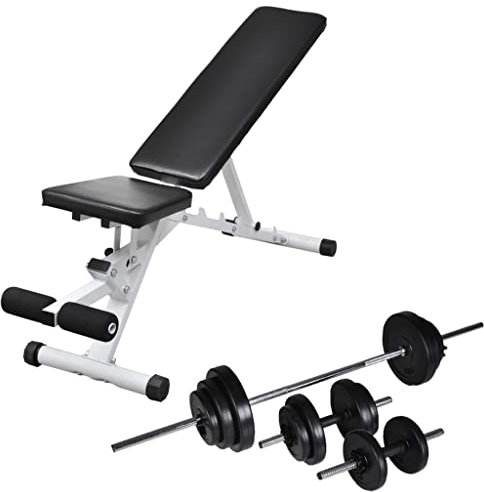 Homgoday Trainingsbank mit Langhantel und Kurzhantel-Set, 30,5 kg, robuste Werkbank, Tisch, Werkstattschuppen, 1504
