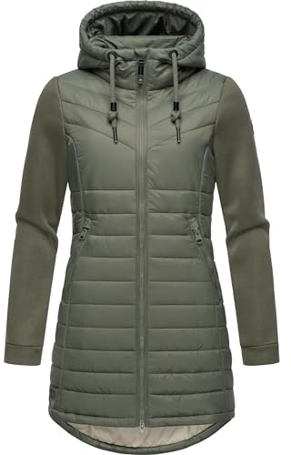 Ragwear Damen Übergangsjacke leichte lang Steppjacke mit weichen Ärmeln und Kapuze Sandrra Long XS-6XL