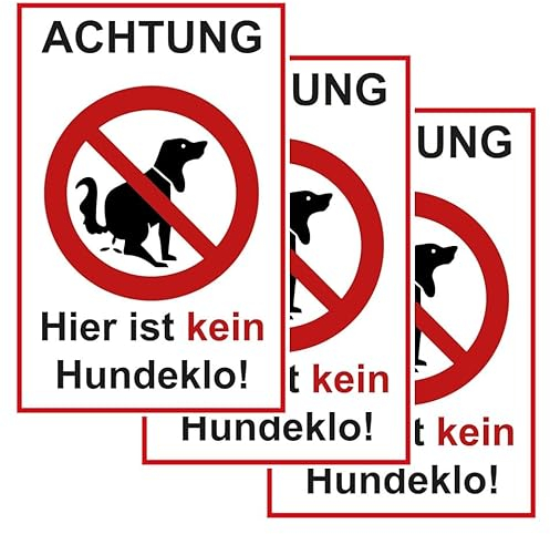 SL group - 3 Steckschild Achtung - Hier ist kein Hundeklo 20 x 30 cm stabiler PVC Kunststoff-Platte - Hinweisschild keine Hundetoilette - Pickeln & Kacken für Hunde verboten - Hunde-Verbots-Schilder