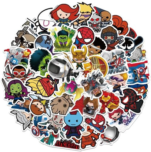 50Pcs Superhero Stickers for Kids,Personalized Kids Stickers for Water Bottle, MacBook, Car, Bumper, Luggage, Laptop,Waterproof Stickers for Adults Teens Boys Girl (Superhero Stickers 3)