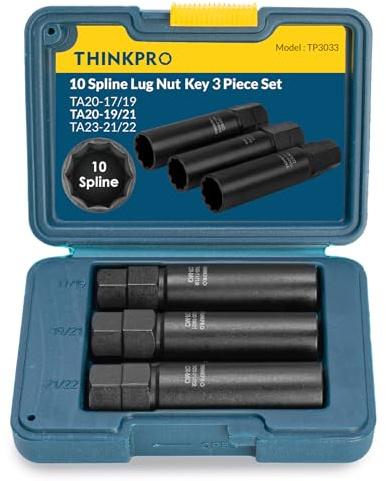 Thinkpro 10-Spline Lug Nut Key, Compatible with Bimecc 10-Spline Lug Nuts and Bolts, 10-Point Wheel Lock Socket for Easy Removal (3-Piece Pack)