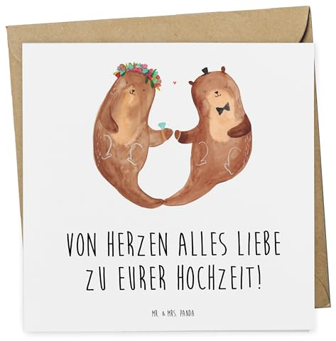 Mr. & Mrs. Panda Klappkarte Hochzeit Otter - Geschenk, Grußkarte, anlasskarte, Hochzeitskarte, Zur, Hochzeitstag, doppelkarte, Trauung, Glückwunschkarte, Hochzeitsgeschenk, faltkarte
