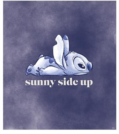Komar Wandbild- Stitch Sunny Side Up - Größe 40 x 50 cm - Disney, Wandbild, Kunstdruck, Poster, Kinderzimmer, Lila
