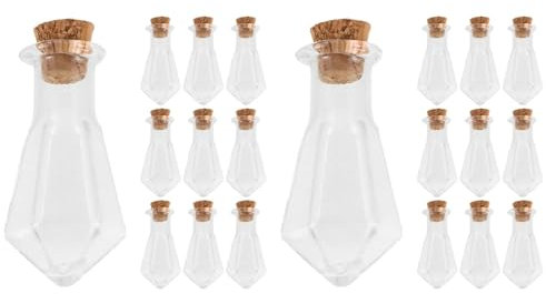 Amosfun 20 botellas de cristal para deseos, pequeñas botellas de deseos, mini botellas de cristal, pequeñas botellas de cristal con corcho y madera