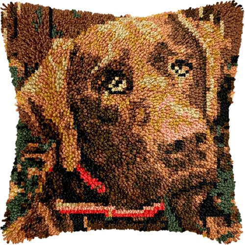 Diy Knüpfen Set Erwachsene Labrador Retriever Tier Kissen Kissen Vorderseite Chunky Kreuzstich Kit Stickerei Nadelspitze Kissen Kit Für Wohnkultur 17x17in