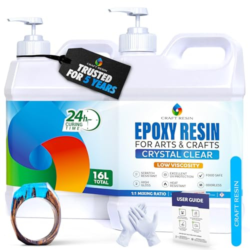 Craft Resin Crystal Clear Epoxy Resin Kit - Food Safe, UV Resistant - 16L