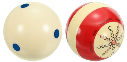 PATIKIL Billiard Practice Training Cue Ball 2-1/4, Set of 2 AAA-Grade Pro Cup Standard Pool Cue Ball with Blue Dots Billiard Accessories, White