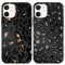 Coalbooliy 2 Pezzi Cover per Apple iPhone 12 Pro/iPhone 12 6,1”, Custodia con Aesthetic Leopardato Motivo Disegni Nero Silicone Morbido TPU Bumper Antiurto Protettiva Phone per Ragazze Case, 06