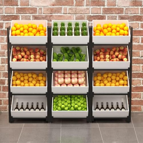 Organizador de Cocina Frutero de 4 Niveles para Cocina, Tienda, despensa, Carrito de Almacenamiento de Metal para Productos agrícolas, Verduras, Organizador de refrigerios, con 12 cestas Des