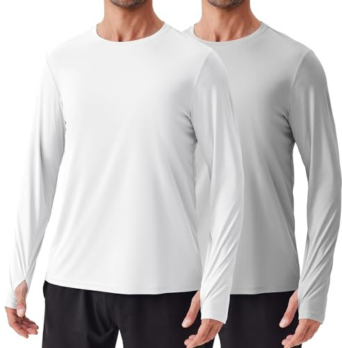 PINSPARK 2er Pack Sport Tshirts Herren UPF 50+ UV Schutz Schnelltrocknend Funktionsshirt Atmungsaktiv Langarmshirt Running Fitness Outdoor Surfen Rashguard Schwimmen Hellgrau XXXL