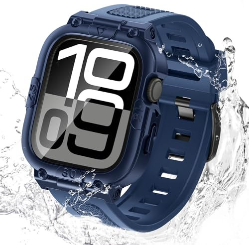 Neitra 3 in 1 Custodia impermeabile a 360 °per Apple Watch Series 10 2024 Protezione Protezione Cover con cinturino 42mm, Cinturini di ricambio per orologio sportivo Robusto protettivo