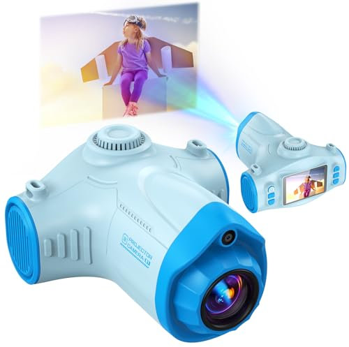 Kinderkamera, 3 in 1 Beamer Projektor Kamera 1080P Digitalkamera Fotoapparat Fotokamera Kinder, Weihnachten Geschenk Spielzeug für 3 4 5 6 8 7 9 10 11 12 Jahre Jungen und Mädchen, Blau