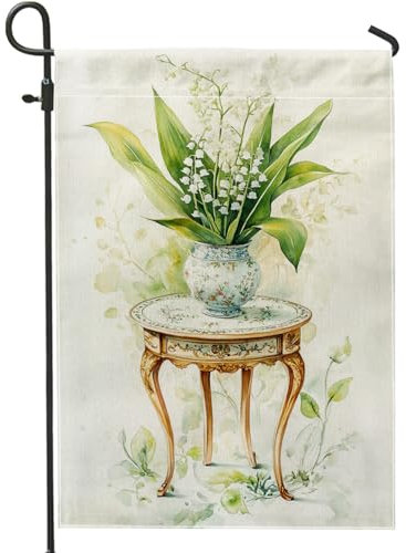 Drapeau de jardin floral printemps été, fleur de lys vert, bannière de décoration d'intérieur, drapeau de cour en tissu double face, décoration de pelouse extérieure, 30,5 x 45,7 cm