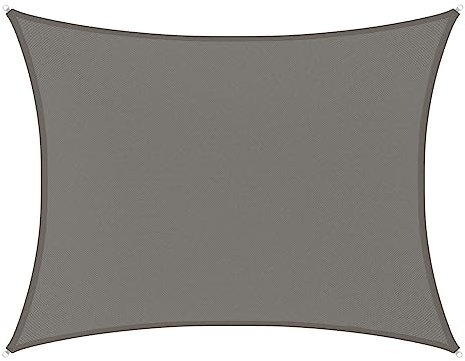 Hortan Tenda a Vela Parasole Rettangolare 4 x 3 Metri In Tessuto HDPE 180 gr/m² Con Telo Ombreggiante, Antivento, Anti Raggi Uv E Traspirante