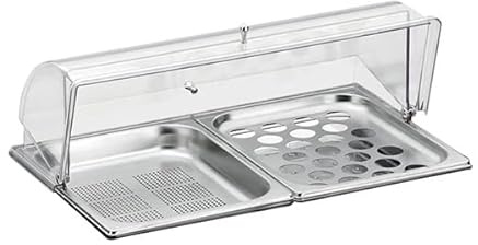 Pintinox Vassoio Refrigerato per Buffet con Cupola, 54,7x34,2 cm, Porta Uova e Burro, Set Completo con Bacinelle e Gel Pack Linea Caleido