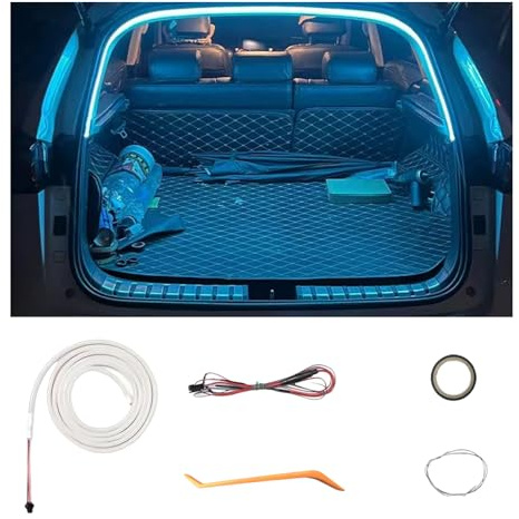 Automatischer Sensor Tail Box Light Strip, Dynamic Flowing Car Trunk Light Strip Kofferraum Lichtleiste Led Streifen Kofferraumbeleuchtung Led Band Lichtband (Dynamisch-Eisblau,2 m)