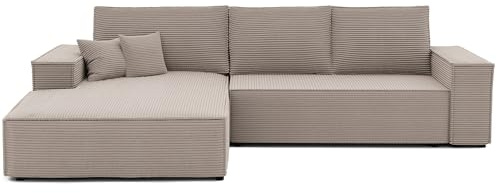 Ecksofa Nova mit Schlaffunktion und Bettkasten Links 294 x 185 cm | 294 x 185 cm, Kiefernholz und MDF, Hoher Sitzkomfort, DL Mechanismus, Wohnen und Schlafen, Linke Ausführung
