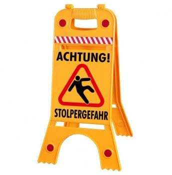 Warnaufsteller Dachaufsteller - ACHTUNG! Stolpergefahr - Gr. ca. 28 x 64cm - 308555-7 - beidseitige Beschriftung