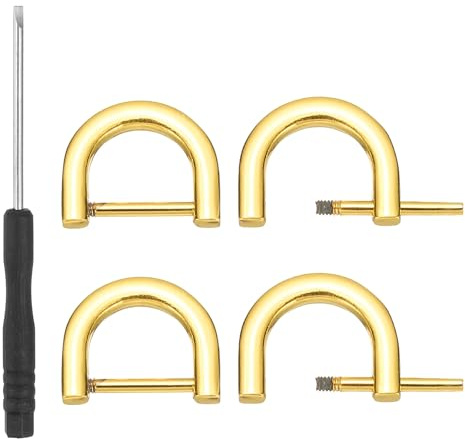 PATIKIL 4 Stück 12mm 1/2 Zoll D-Ringe Schraubkarabiner Hufeisen U-Form | Mit Schraubendreher, Für Geldbörse Schlüsselband Schnalle DIY Lederhandwerk, D-Ringe
