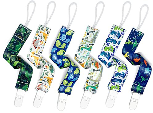 PandaEar Baby Schnullerkette Clips Schnullerband- 6 Stücke Leicht Baby Schnullerkette Halter Strap Schnuller Halter Clip für Mädchen und Jungs