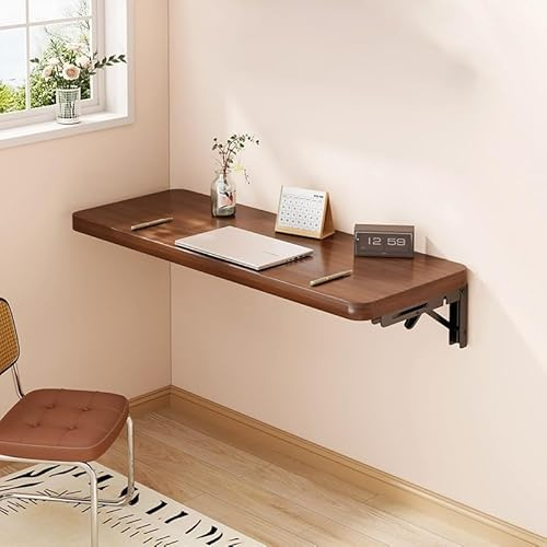 GSKFXJ Wandtisch Klappbarer, Platzsparender Wandklapptisch, Wand Waschküche Tisch Mit Halterun, Schwimmend Computertisch Aus Holz(70x30cm/27.6x11.8in)