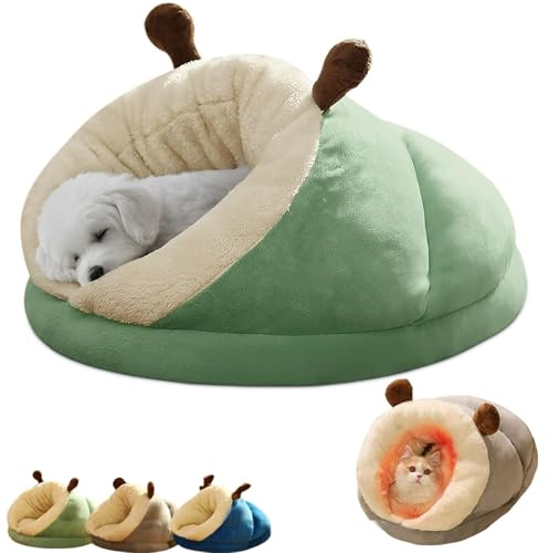 Qosigote Schaffe Das Ultimative Kuschelparadies Mit Snugaraa, Katzenbett In Pantoffelform, Plüsch Katzenhöhle, Waschbar Kuschelhöhle Hund, rutschfeste Unterseite (Grün,L 50 * 40 * 28cm)