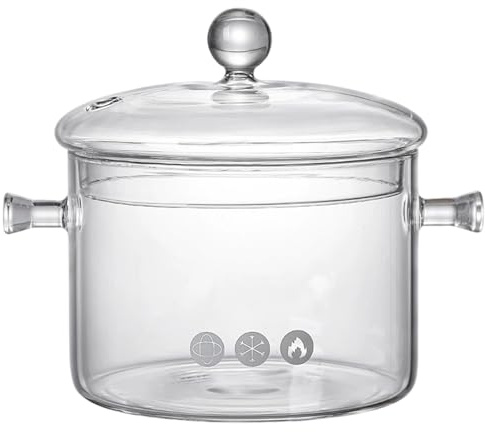 Glass Pot 1.5l/50oz Clear Simmer Pot Potpourri with Lid & Handles Heat Resistant Glass Cookware for Cooking, Soup, Milk, Tea Potpourri Simmer