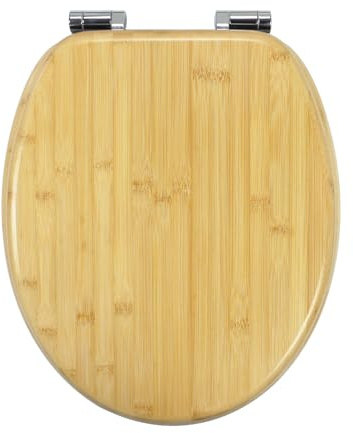 Fanmitrk Bambus WC-Sitz mit Absenkautomatik, Toilettendeckel aus echtem Bambus, stabiler & nachhaltiger Toilettensitz mit einfacher Montage, Soft-Close Klodeckel in universeller O-Form