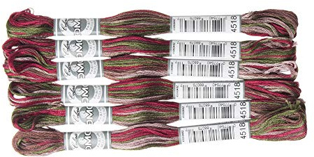 DMC 517-4518 Embroidery Floss Cotton 4518 Green/Red 8.8 Yards
