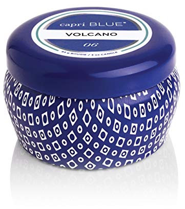 Capri Blue Vulkan-Duftkerze in Dose, luxuriöse Kerzen für Zuhause, Duft mit tropischen Früchten und gezuckerten Zitrusfrüchten, Soja-Kerzen-Wachsmischung (Blau, 85 g)