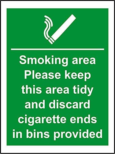 Smoking Area Cigarette Bins Provided safety sign - 1.2mm Rigid plastic 300mm x 200mm