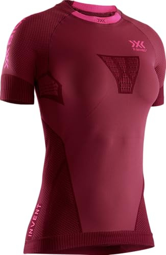 X-Bionic Invent 4.0 Lauf-Kompressions-Jersey-T-Shirt mit kurzen Ärmeln Rot Frau Grösse XL